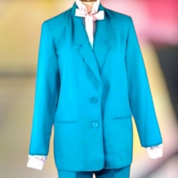 Alfred Dunner Jackets & Blazers - Vintage Alfred Dunner Turquoise Blue Blazer